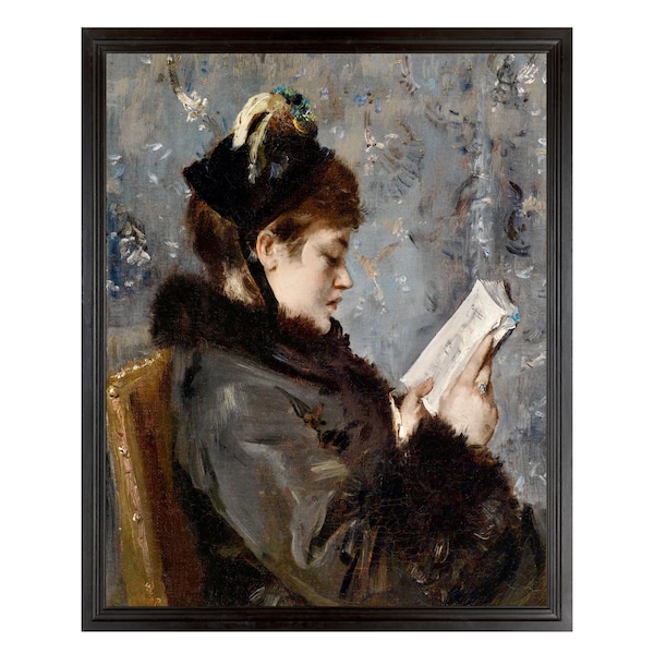 Mujer victoriana leyendo, Retrato de una joven dama, Alfred Stevens, Arte para amantes de los libros, Leyendo un libro, Niña leyendo, Arte antiguo, siglo XIX