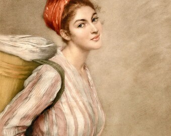 Sassy Vintage Girl With Bandana, Washer Girl, Antique Portrait