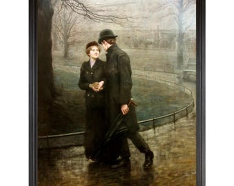 The Garden of Eden, Romantic Antique Artwork, Young Lovers, Couple in Love, Fine Art Print, Hugh Goldwin Riviere, Sweet Romantic Painting