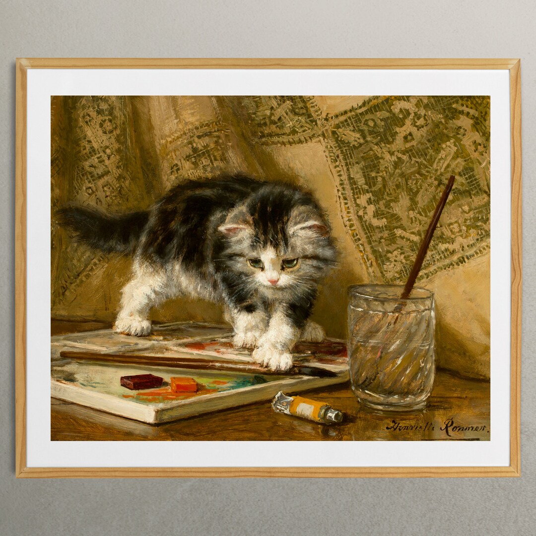Kitten Art Print, Henriette Ronner-knip, the Young Artist, Funny Cat ...