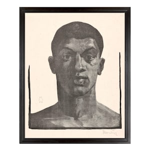 Vintage Male Portrait, Reproduction Art Print, Black and White Art Print, Simon Moulijn, Handsome Man 1920s Art, Black Man or Middle Eastern