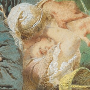 Erotic Victorian Painting, Frisky Couple in the Park, Mihaly Zichy