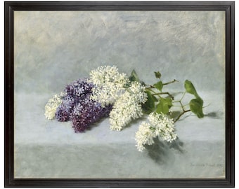 Victorian Painting of Lilacs, Lilacs Art Print, High Quality Fine Art Print, Purple and White Flowers, Floral Painting, Still Life
