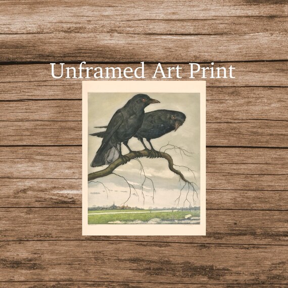 Two Crows, Vintage Reproduction Art Print, Gothic, Dark Academia