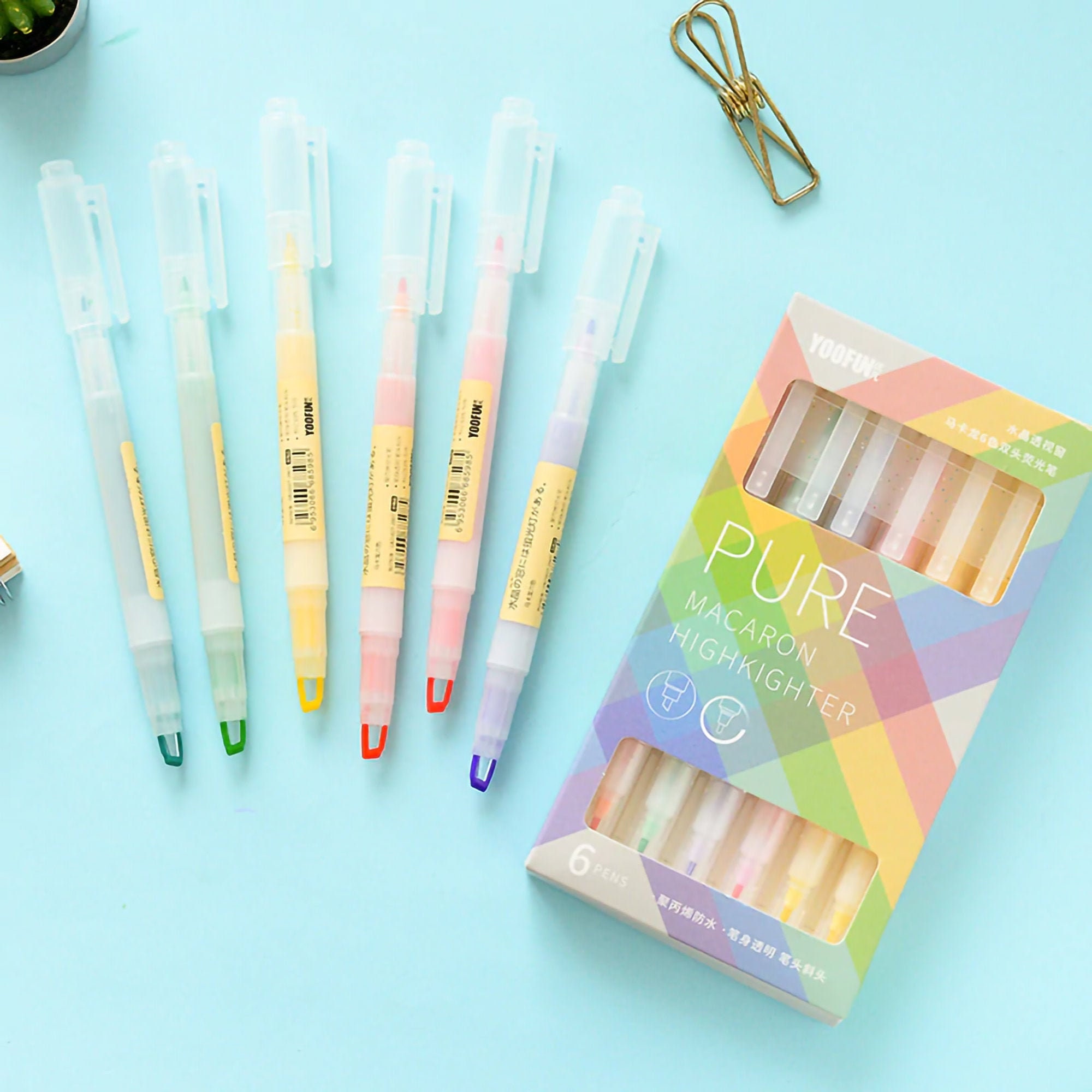 Double sided Pastel Highlighters 6 Colours Etsy