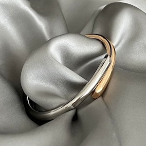 Classic Metal Geometric Bangle | Gold, Silver or Gold and Silver | 58 - 60mm  Cuff Bracelet