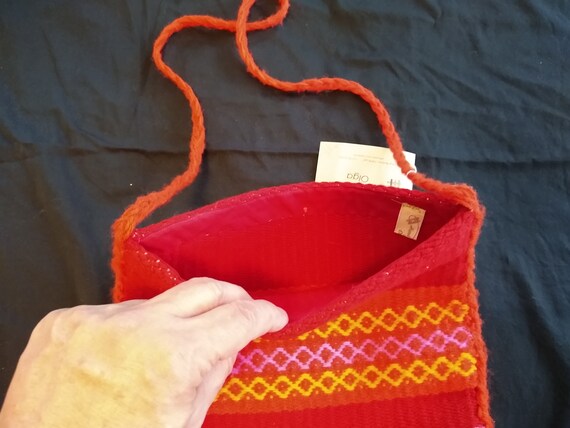 shoulder-bag/purse, bright orange/red, tassels, f… - image 3