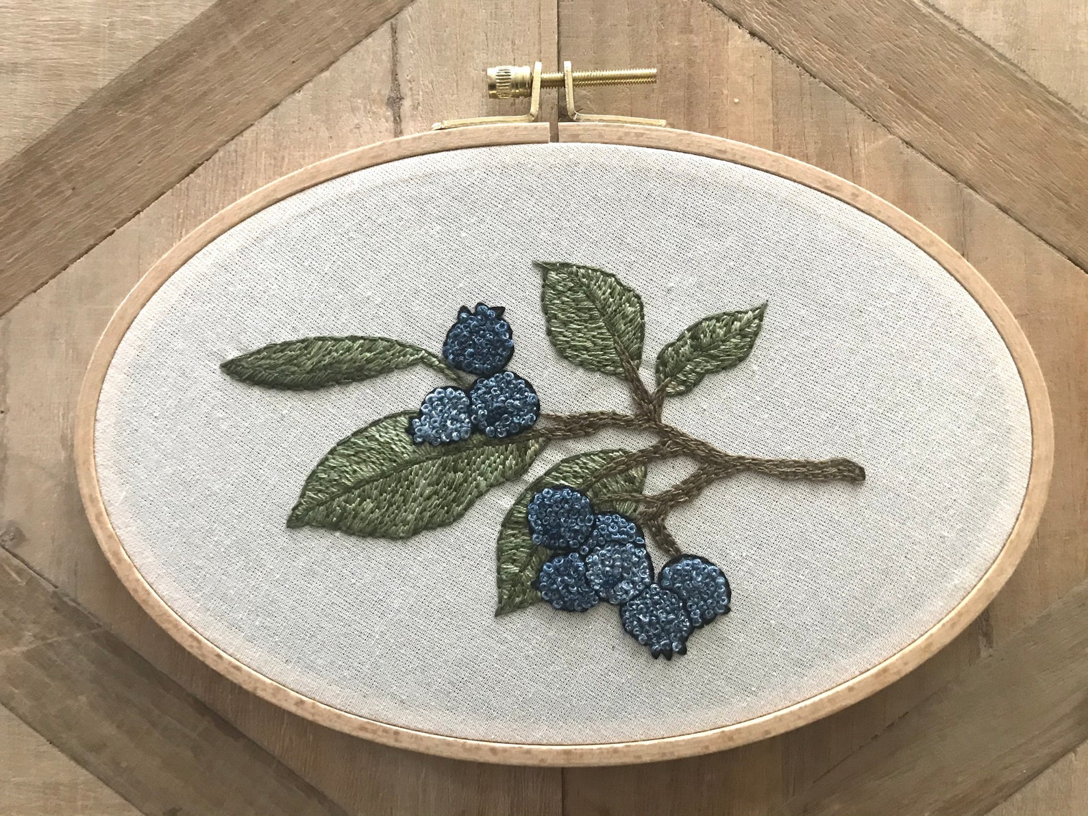 Blueberries Embroidery Hoop Oval Etsy