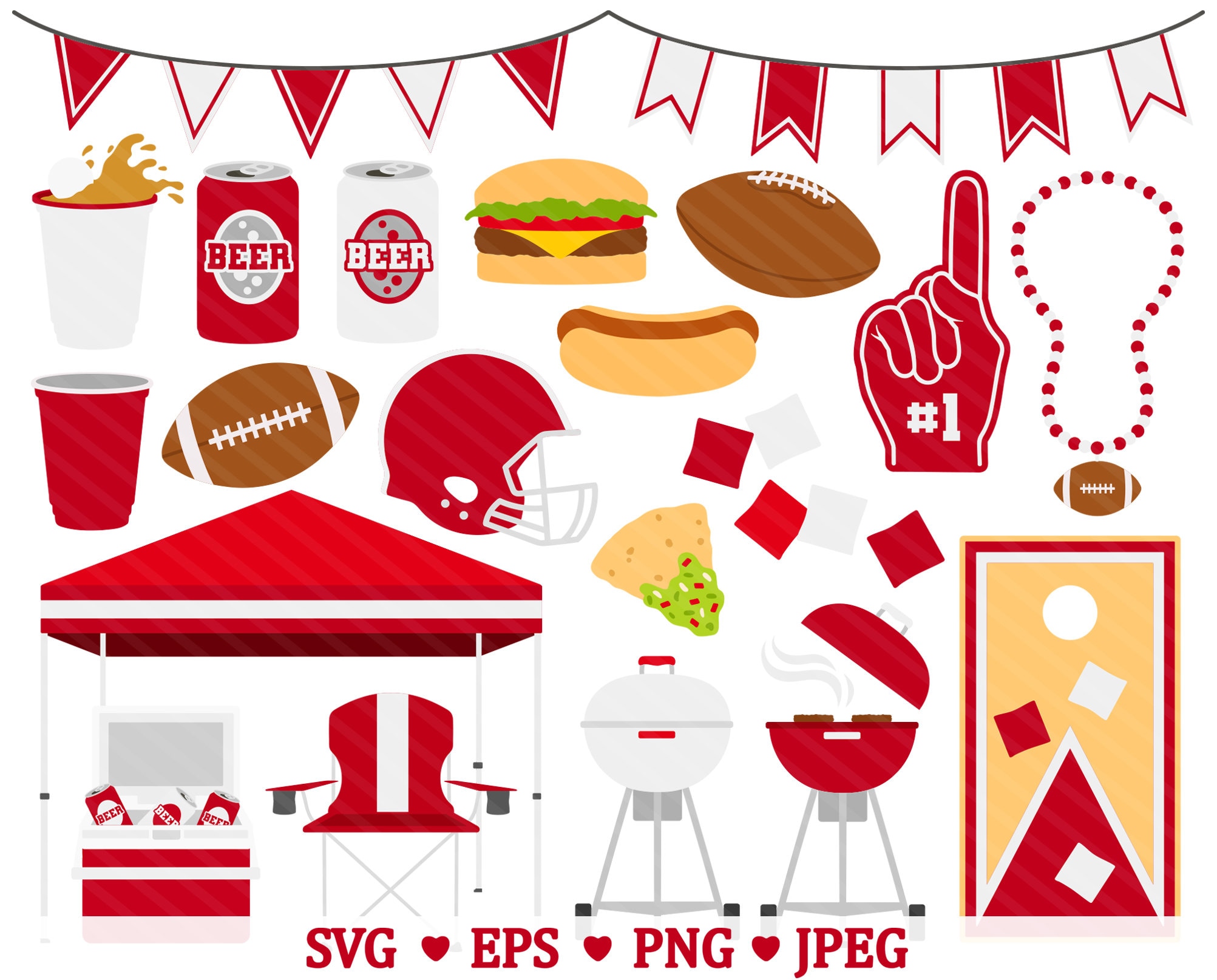 Red & White Tailgate SVG Clipart Football Tailgating Sports | Etsy