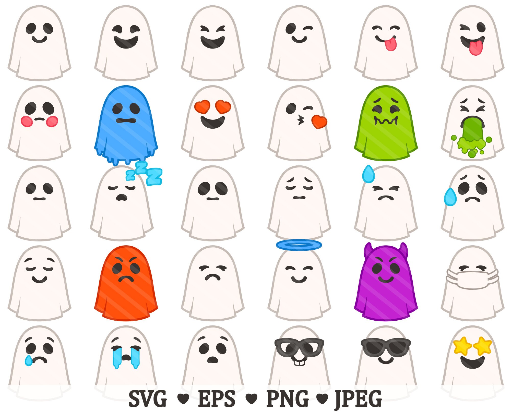Ghost Emoji SVG Clipart Halloween Spooky BOO Ghosts Witch Etsy México