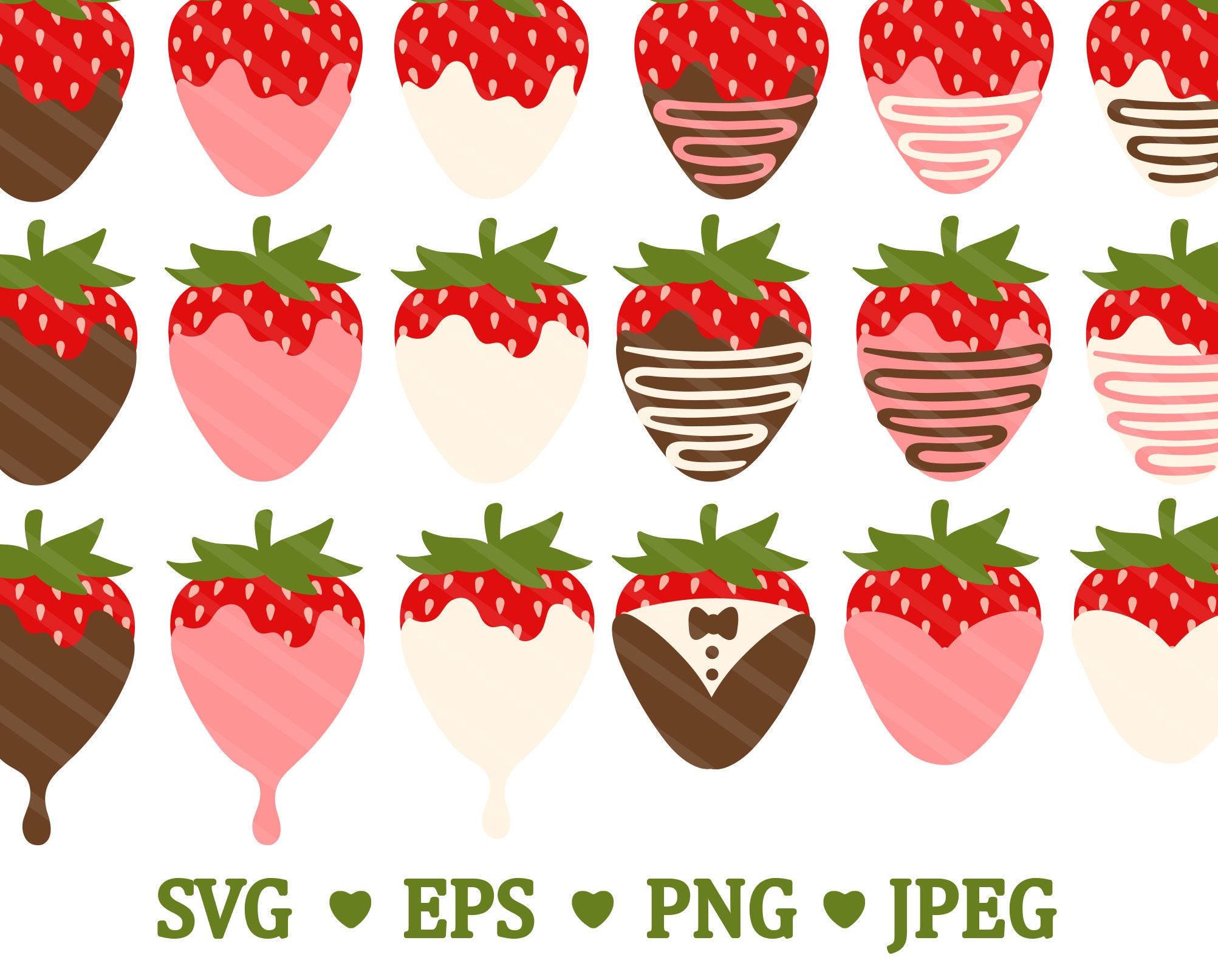 Chocolate Covered Strawberry SVG Clipart Strawberries Etsy