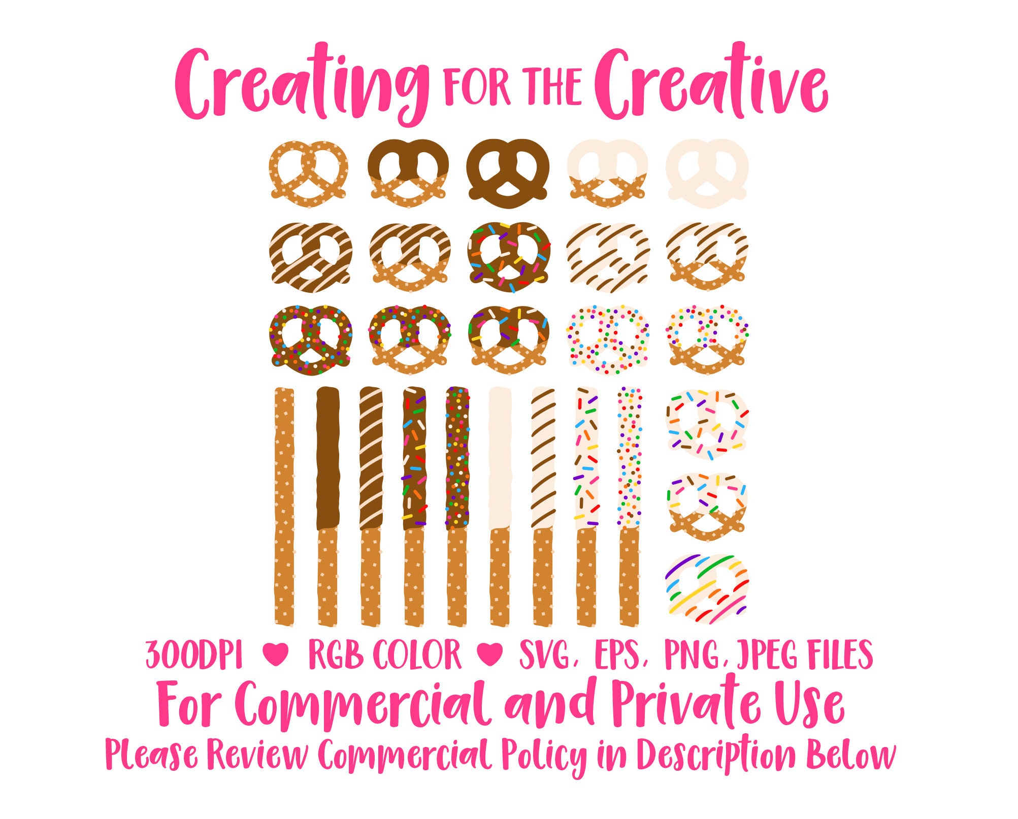 Chocolate Pretzel SVG Clipart Chocolate Covered Pretzels Snack Dessert