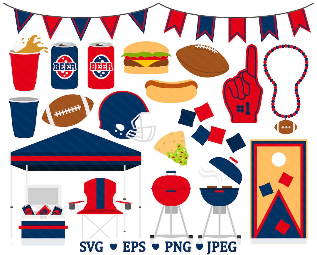 Red & Blue Tailgate SVG Clipart Football Tailgating Sports Beer
