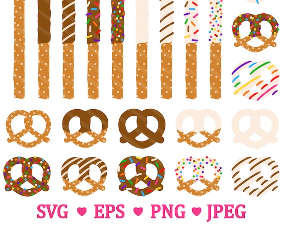 Chocolate Pretzel SVG Clipart Chocolate Covered Pretzels - Etsy