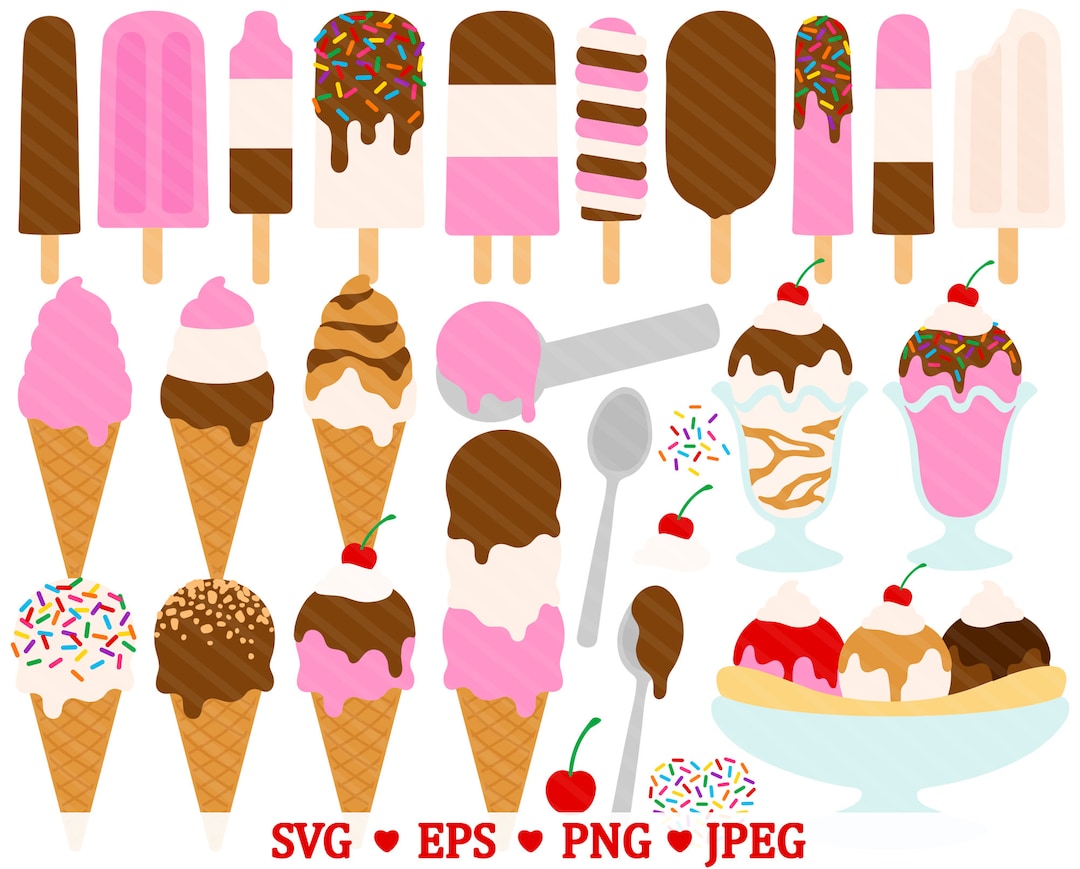 Ice Cream SVG Clipart Summer Popsicle Neopolitan Fudgesicle Chocolate