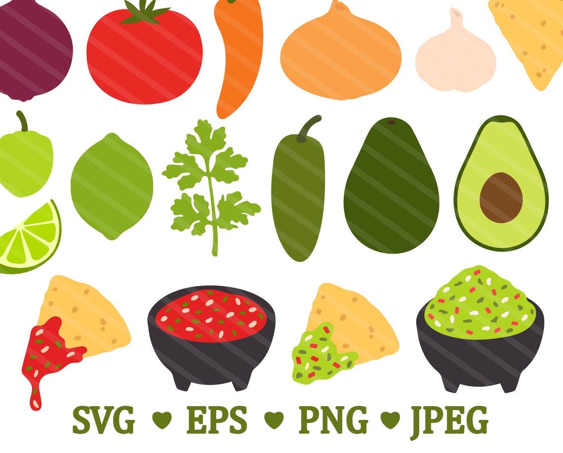 Salsa Guacamole SVG Clipart Chips Guac Salsa Taco Tuesday Tomato
