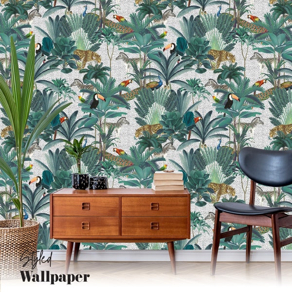 Tropical Jungle Wallpaper - Etsy