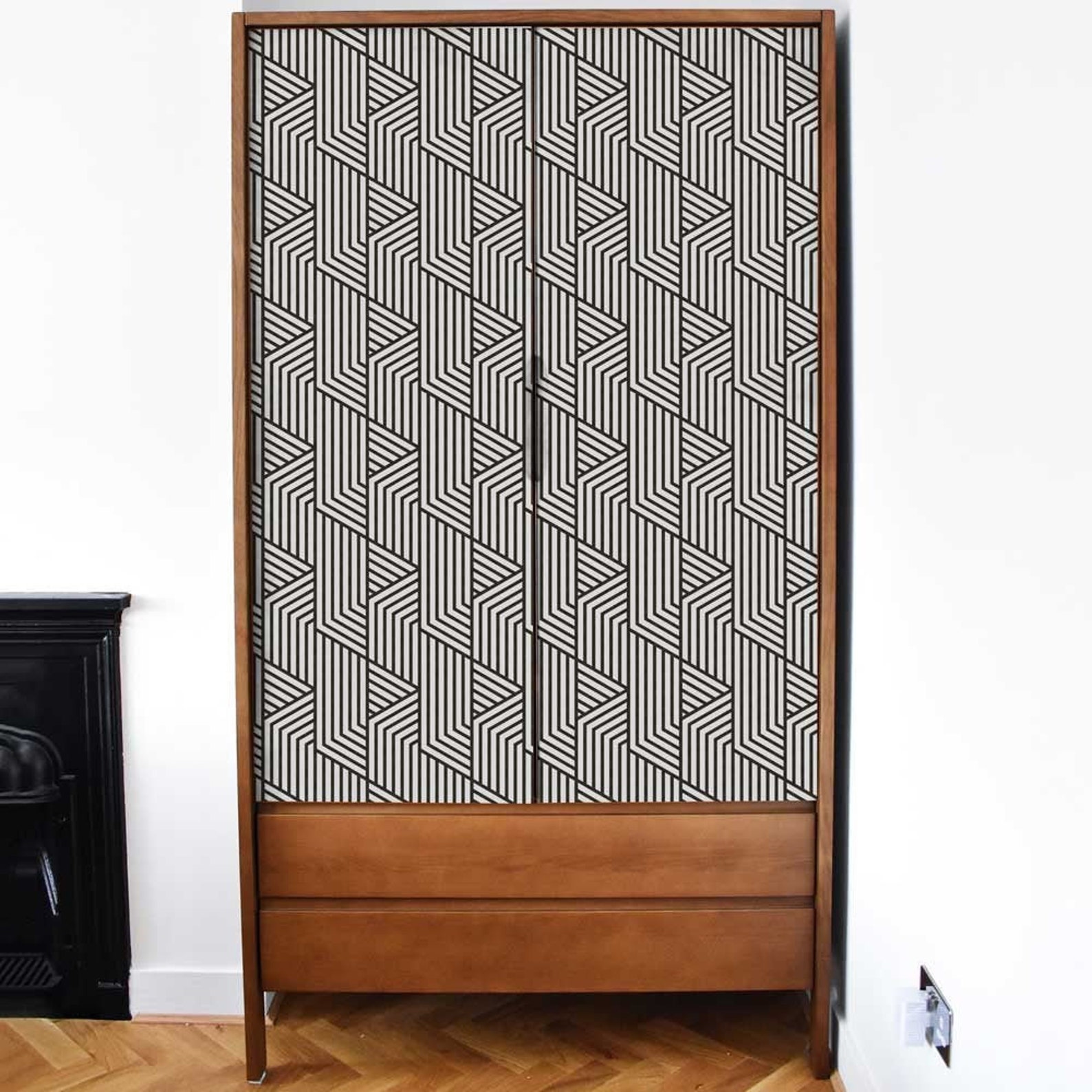 Black Art Deco Vinyl Self-adhesive Furniture Covering | Etsy UK