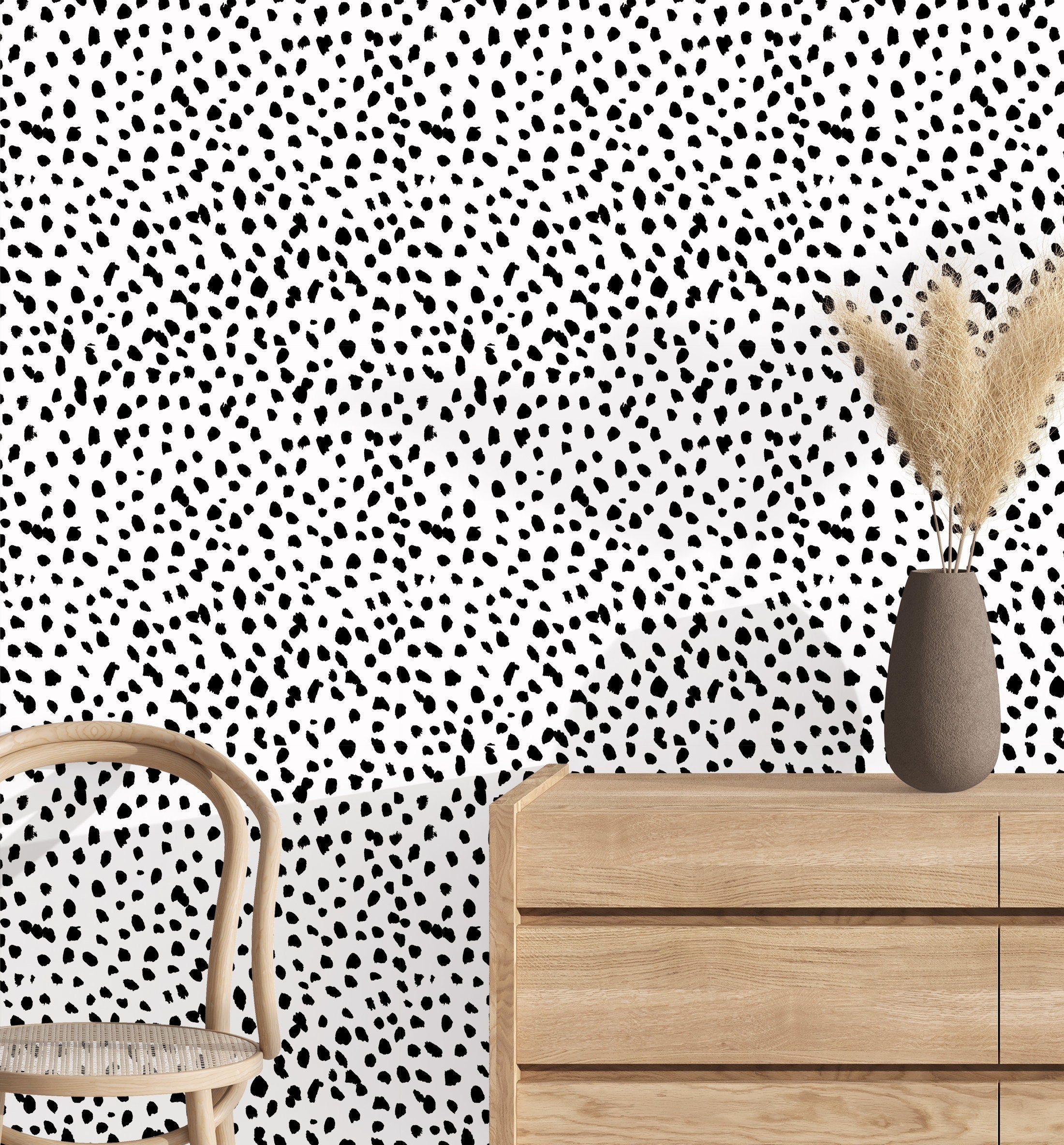 Black & White Dalmatian Print Wallpaper Peel and Stick Etsy UK