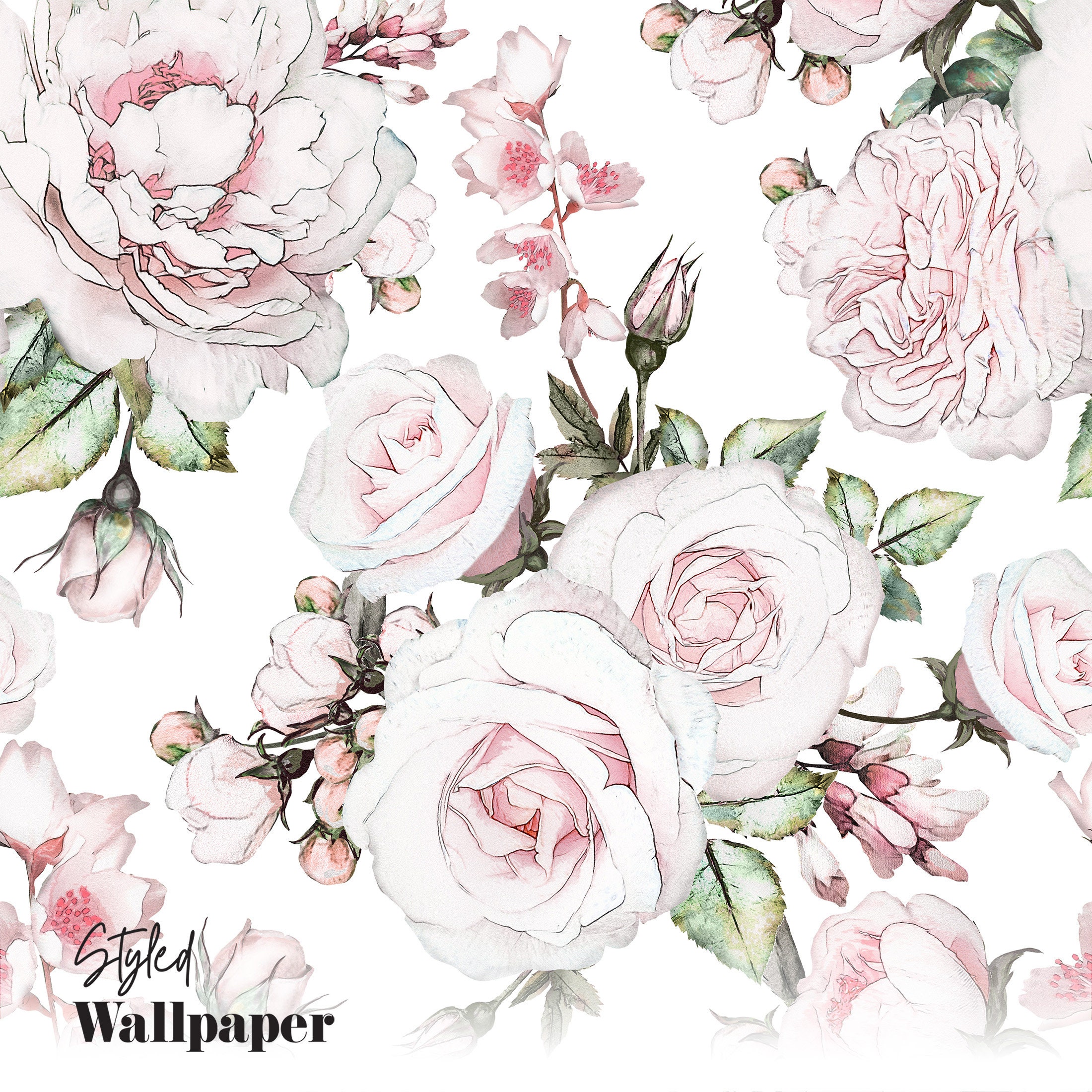 Pink Floral Wallpaper Peel and Stick Selfadhesive Pink Etsy UK