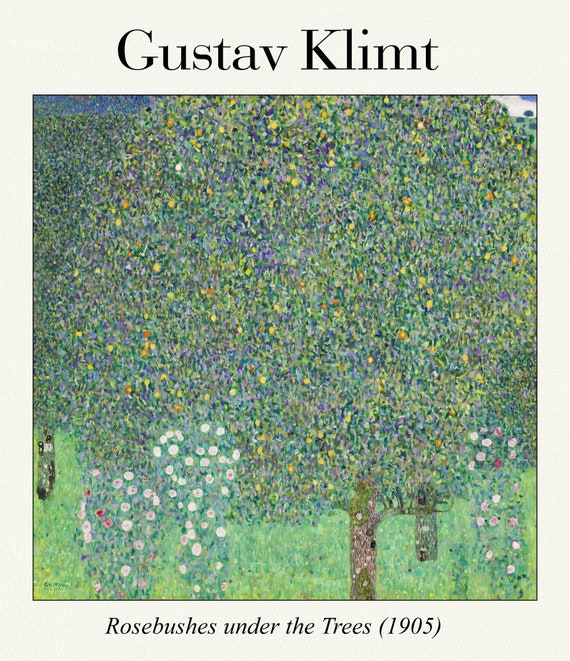 Gustav Klimt 22, Rosebushes under the Trees (1905), art print (giclee) on durable cotton canvas, 50 x 70 cm or 20x25" approx.