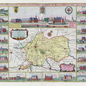 Países Bajos, Nova Et Exacta Geographica Salae Et Castellaniae Iprensis,1665, Blaeu auth., mapa sobre lienzo de algodón pesado, 50 x 70 cm