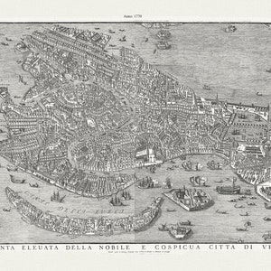 Italy, Venice, Pianta Elevata Della Nobile e Cospicua Citta di Venezia, 1770, Furnaletto authore , map on canvas,50 x 70cm, 20 x 25" approx.