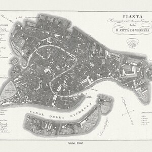 Italy, Venice, Pianta della R. citta di Venezia, 1846, map on durable cotton canvas, 50 x 70 cm or 20x25" approx.