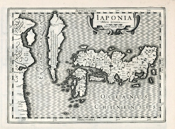 Japan: Iaponia. 1636. Mercator et al. auth. , map on heavy cotton canvas, 50x70cm (20 x 25") approx.