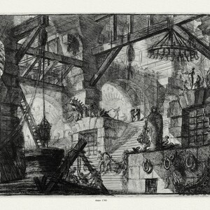 Giovanni Battista Piranesi, Le Carceri d'Invenzione (Les prisons de l'invention), Planche XIII ,1760, auf schwerem Baumwollleinen, ca.