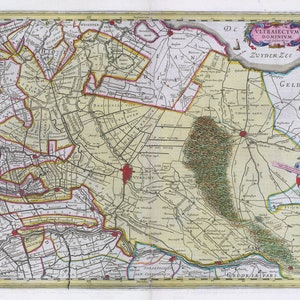 Países bajos, Vltraiectvm Dominivm,1665, Blaeu auth., mapa sobre lienzo de algodón pesado, 50 x 70 cm