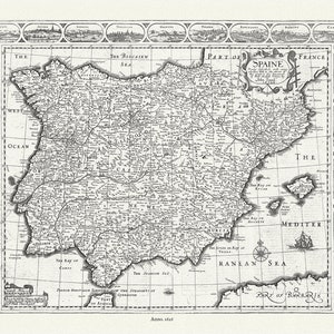 España, 1626, Speed, auth., mapa sobre lona de algodón duradero, 50 x 70 cm o 20x25" aprox.