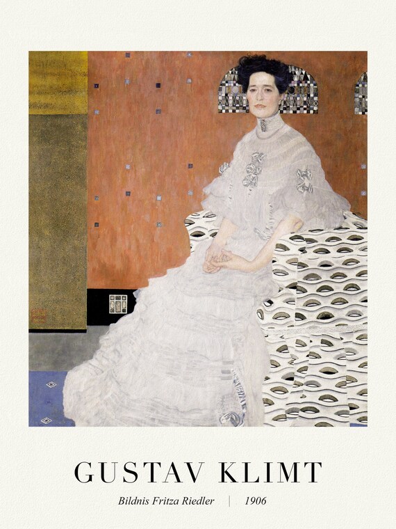 Gustav Klimt 13-Bildnis Fritza Riedler (1906), art print (giclee) on durable cotton canvas, 50 x 70 cm or 20x25" approx.