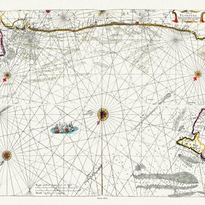 John Sellers, A Chart of Flanders, 1672 , mapa sobre lienzo de algodón pesado, 22x27" aprox.
