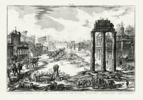 Piranesi, View of the Roman Forum (2 of 2), c. 1760, vintage etching reprinted on durable cotton canvas, 50 x 70 cm or 20x25" approx.