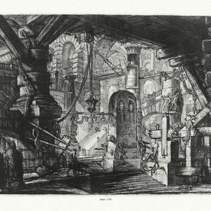 Giovanni Battista Piranesi, Le Carceri d'Invenzione (Les prisons de l'invention), Planche IV, 1760, auf schwerer Baumwollleinwand, ca.