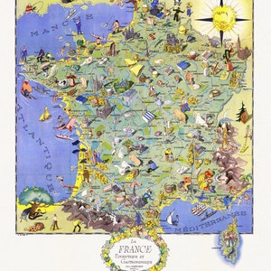 La France, Touristique et Gastronomique, Edition Jacques-Petit, 1948 , Karte auf schwerer Baumwollleinwand, ca.