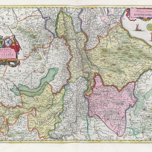 Pays-Bas, Geldria Dvcatvs, et Zvtfania Comitatvs 1665, Blaeu auth., carte sur toile de coton lourde, 50 x 70 cm