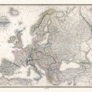 Andriveau, Carte generale d'Europe , 1826, map on heavy cotton canvas, 22x27" approx.