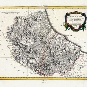 Italia: Abruzzen Ulteriore E Citeriore, Zatta, Zuiliani, Novelli et Pitteri auths.,1783, Landkarte auf Baumwollleinwand, 20 x 30", 50 x 76cm, ca.