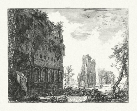 Piranesi, View of the Piazza d’Oro in Hadrian's Villa, c. 1760,  etching reprinted on durable cotton canvas, 50 x 70 cm or 20x25" approx.