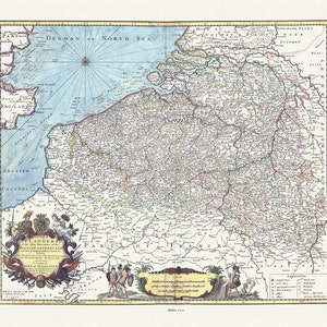 Pays-Bas: Une nouvelle carte de la Flandre et des autres provinces des Pays-Bas espagnols avec une partie de l’Angleterre, etc., carte, 50 x 70 cm