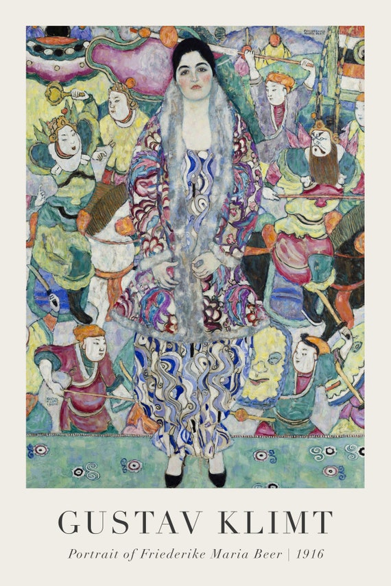 Gustav Klimt 09-Portrait of Friederike Maria Beer, art print (giclee) on durable cotton canvas, 50 x 70 cm or 20x25" approx.