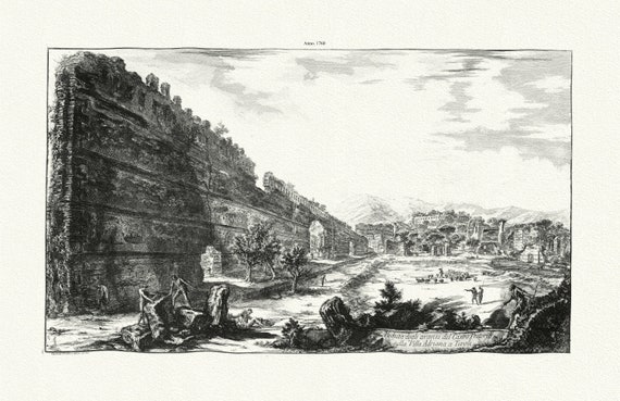 Piranesi, View of the Remains of the Praetorian Fort in Hadrian's Villa, c. 1760,  on durable cotton canvas, 50 x 70 cm or 20x25" approx.