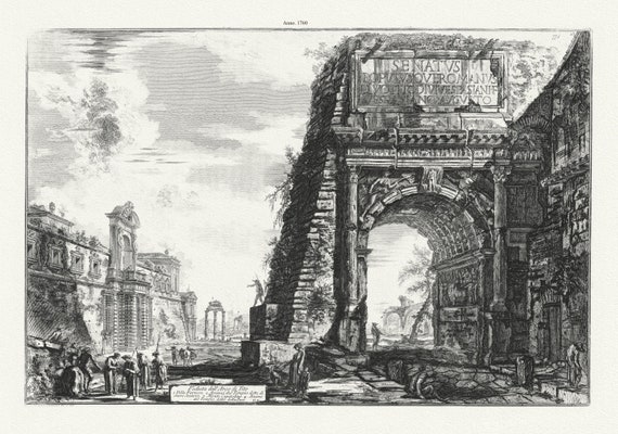 Piranesi, Views of Rome, The Arch or Titus,  c. 1760, vintage etching reprinted on durable cotton canvas, 50 x 70 cm or 20x25" approx.