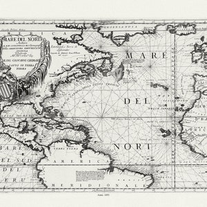Mare del Nord, 1693 Coronelli (Vicenzo 1650-1718), mapa sobre lienzo pesado de algodón, 50 x 70cm, 20 x 25" aprox.