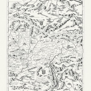 Danubio: Coronelli (Vicenzo 1650-1718), Corso del Danubio (Planche 6 de 6), 1693, mapa sobre lienzo de algodón pesado, 22x27" aprox.