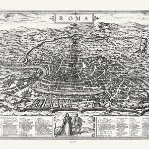 Italiy, Roma, Braun et Hogenburg.auths., 1575, mapa sobre lienzo de algodón duradero, 50 x 70 cm o 20x25" aprox.