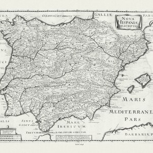 España: Pierre-Jean Mariette, Nova Hispaniae descriptio, 1646, mapa sobre lienzo de algodón pesado, 22x27" aprox.