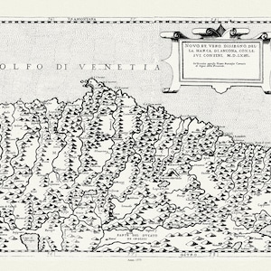 Italia: Ancona, Gastaldi auth., 1575, mapa sobre lienzo de algodón pesado, 50 x 70cm, 20 x 25" aprox.